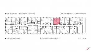 ЖК «Обручева 30», планировка 1-комнатной квартиры, 36.70 м²