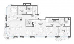 ЖК Дом «Лаврушинский», планировка 4-комнатной квартиры, 203.60 м²