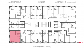 ЖК «Лучи», планировка 1-комнатной квартиры, 36.70 м²