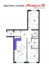 ЖК «Эко Видное 2.0», планировка 2-комнатной квартиры, 65.10 м²