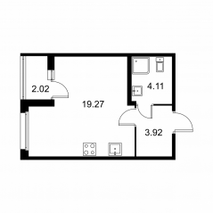 ЖК «Квартал Заречье», планировка студии, 28.31 м²