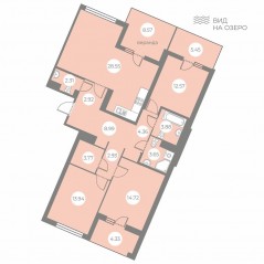 ЖК «БФА в Озерках», планировка 3-комнатной квартиры, 114.97 м²