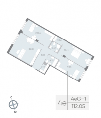ЖК «Neva Residence», планировка 3-комнатной квартиры, 112.50 м²
