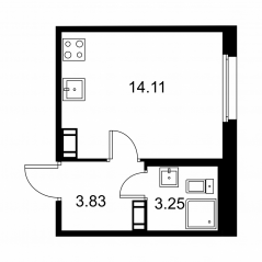 ЖК «Квартал Заречье», планировка студии, 21.19 м²