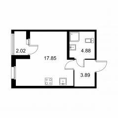 ЖК «Квартал Заречье», планировка студии, 27.63 м²