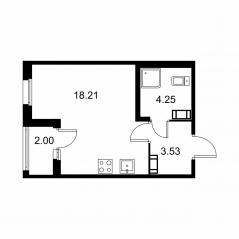 ЖК «Квартал Заречье», планировка студии, 26.99 м²