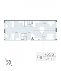 ЖК «Neva Residence», планировка 3-комнатной квартиры, 92.40 м²