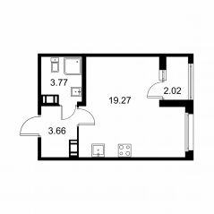 ЖК «Квартал Заречье», планировка студии, 27.71 м²
