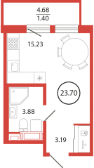 ЖК «Энфилд», планировка студии, 23.70 м²