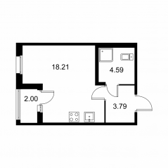 ЖК «Квартал Заречье», планировка студии, 27.59 м²